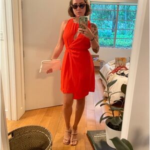 Bright red wrap summer dress